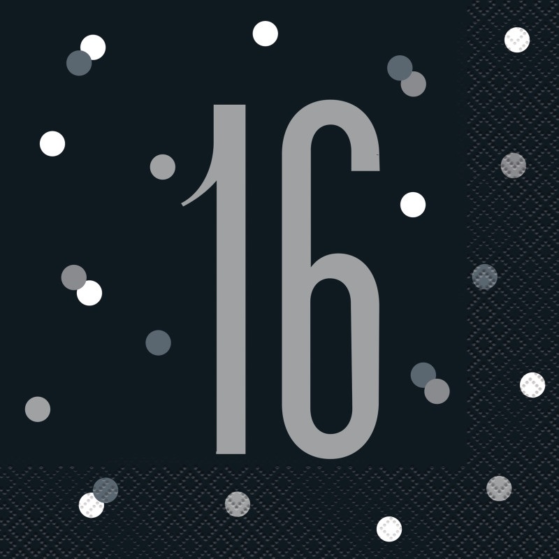 Black and Silver Prismatic 16th Birthday 9FT Foil Banner