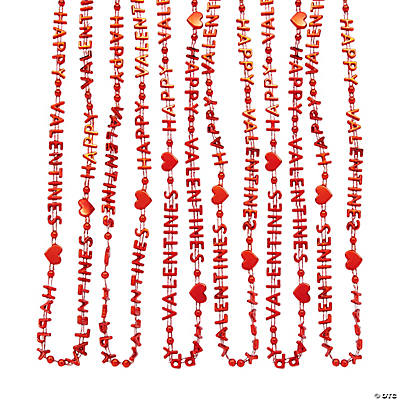 Happy Valentines Beaded Necklaces-48Pk