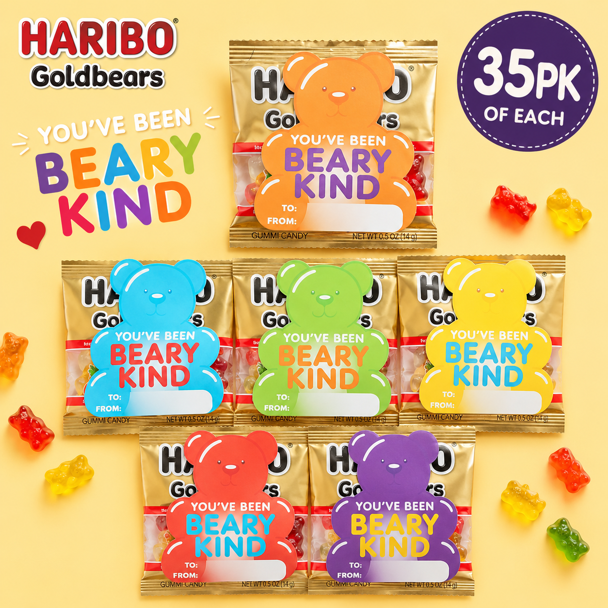 Gummy Bear Haribo Gummi Packs & Stickers-35Pks