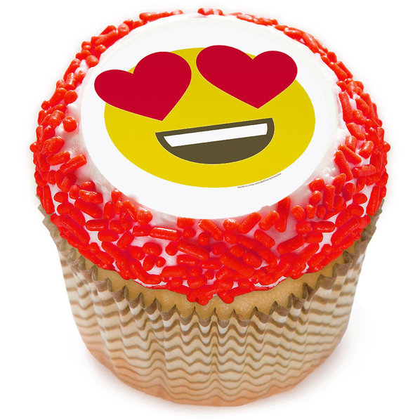 Heart Eyes Emoji Edible Cupcake Toppers 12pk Party Supplies