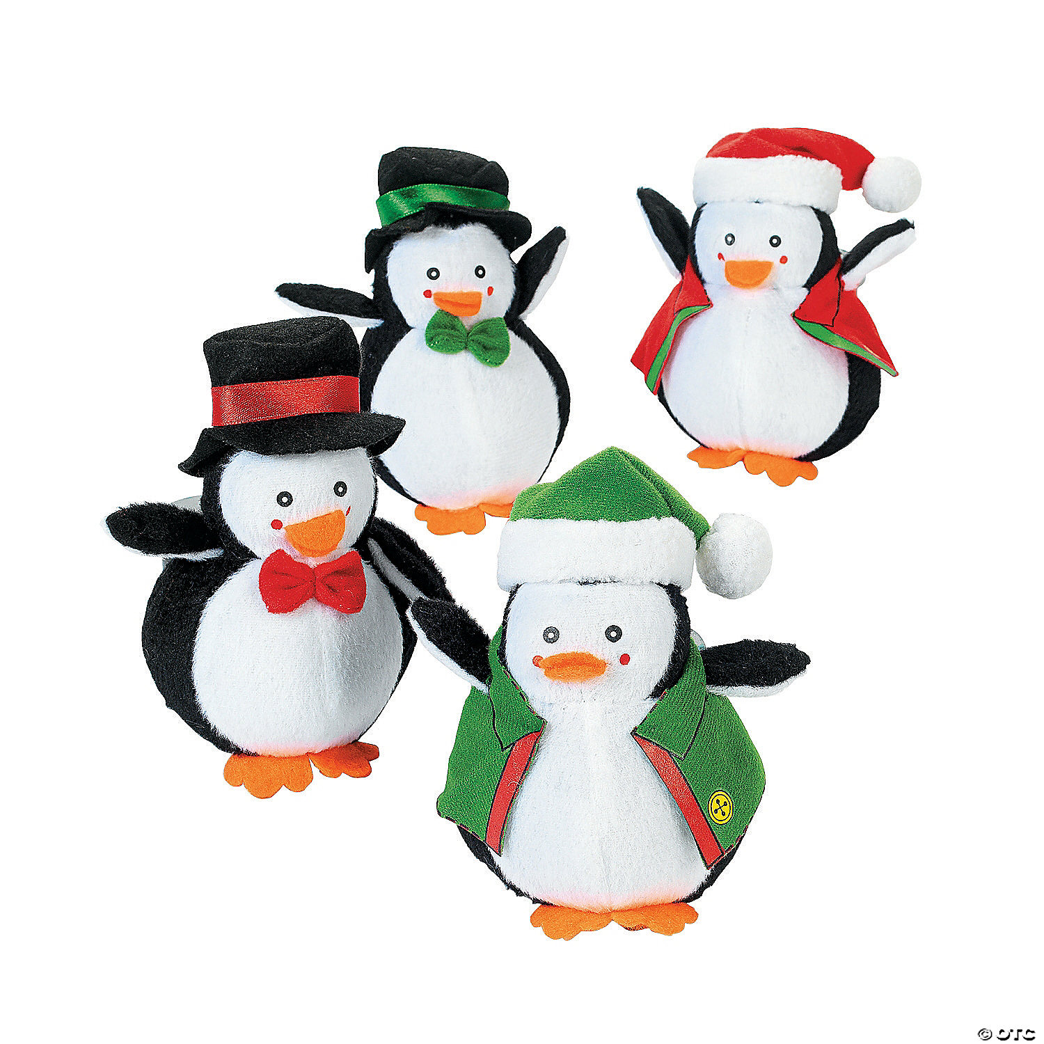 Plush Holiday Dressed Penguins - 12 Pack