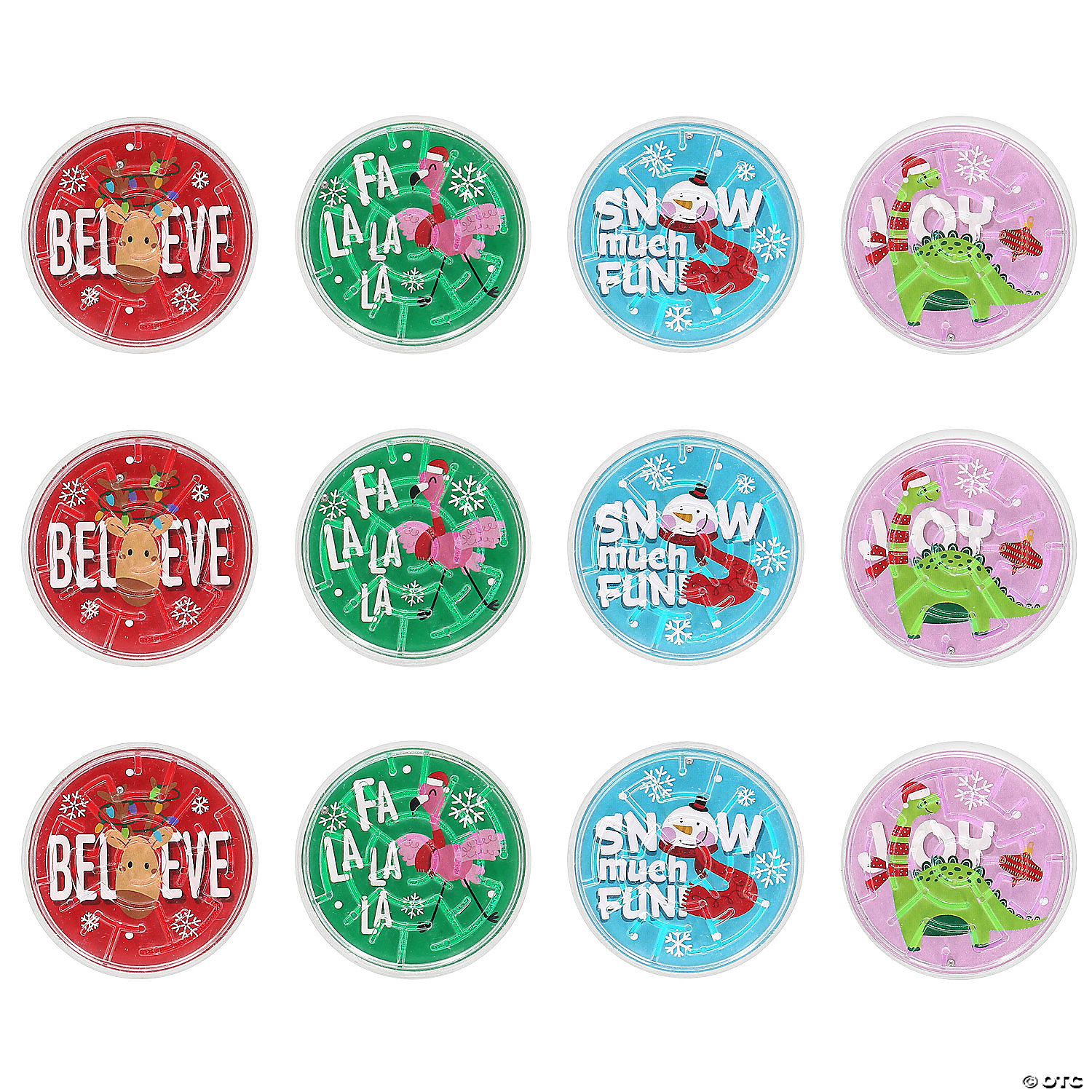 Cozy, Merry & Bright Holiday Plastic Maze Puzzles-12 Pack