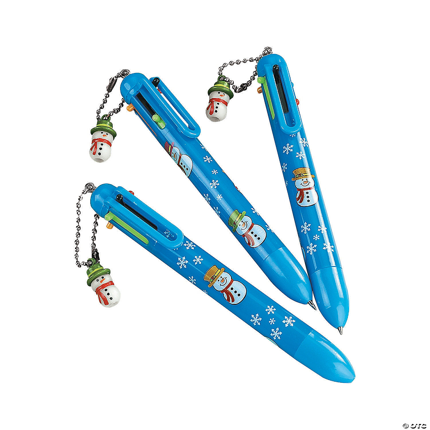 Holiday 6 Colour Shuttle Pens w/Snoman Charms- 12pk