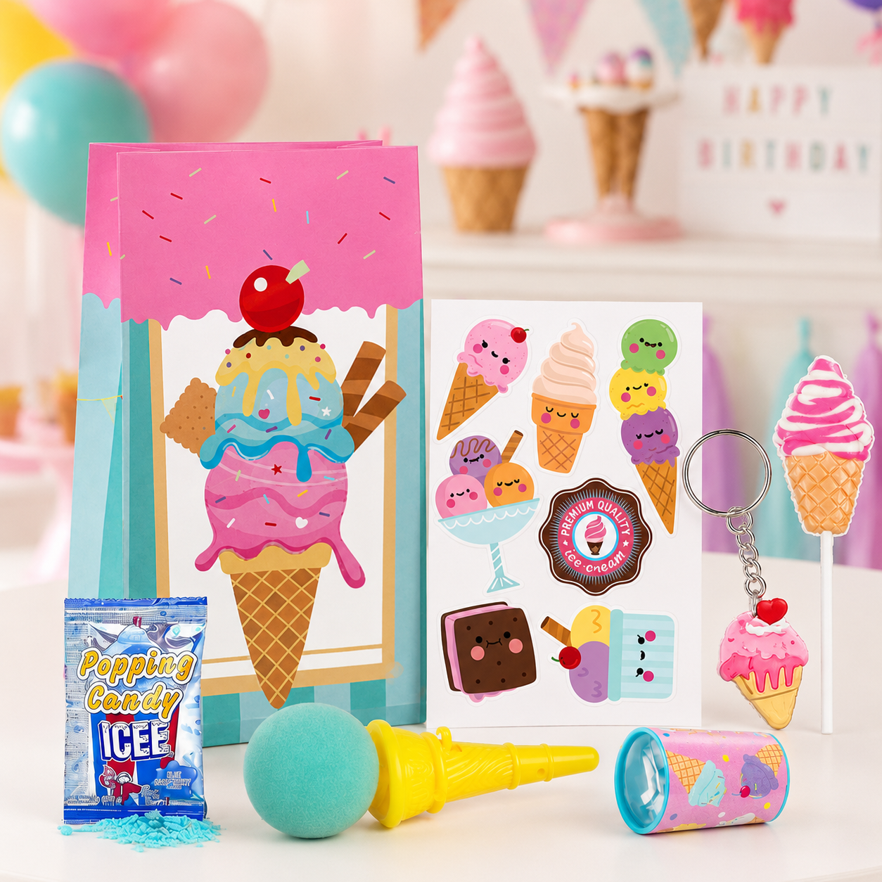 ice cream birthday filled loot favor pack