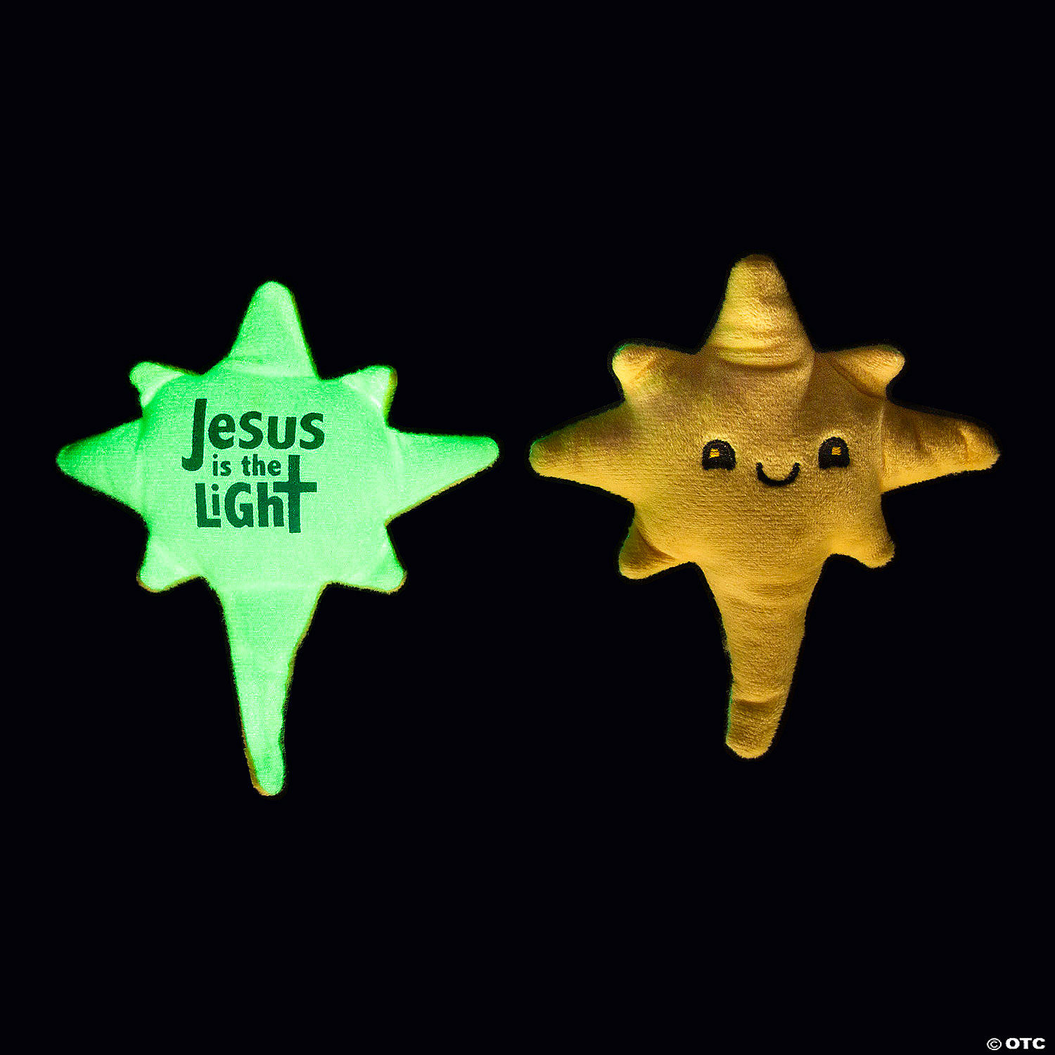 Glow-in-the-Dark Jesus is the Light Plush Stars-12 Pack