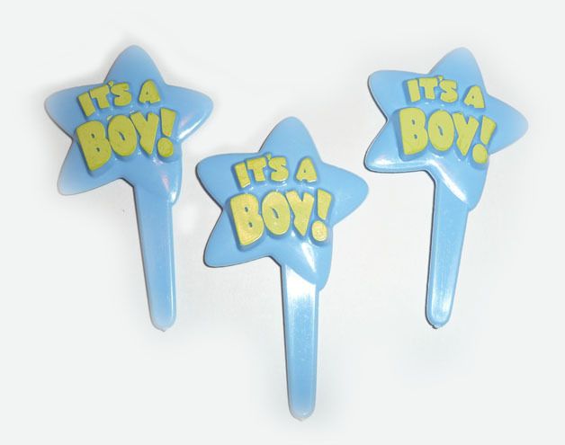 It's A Boy Big Blue Star Cupcake Picks 25PK