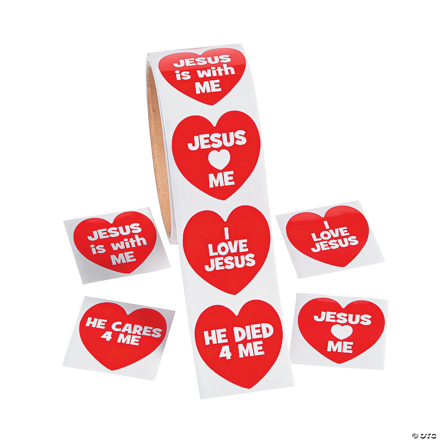 Jesus Loves Me Heart Stickers-100Pk