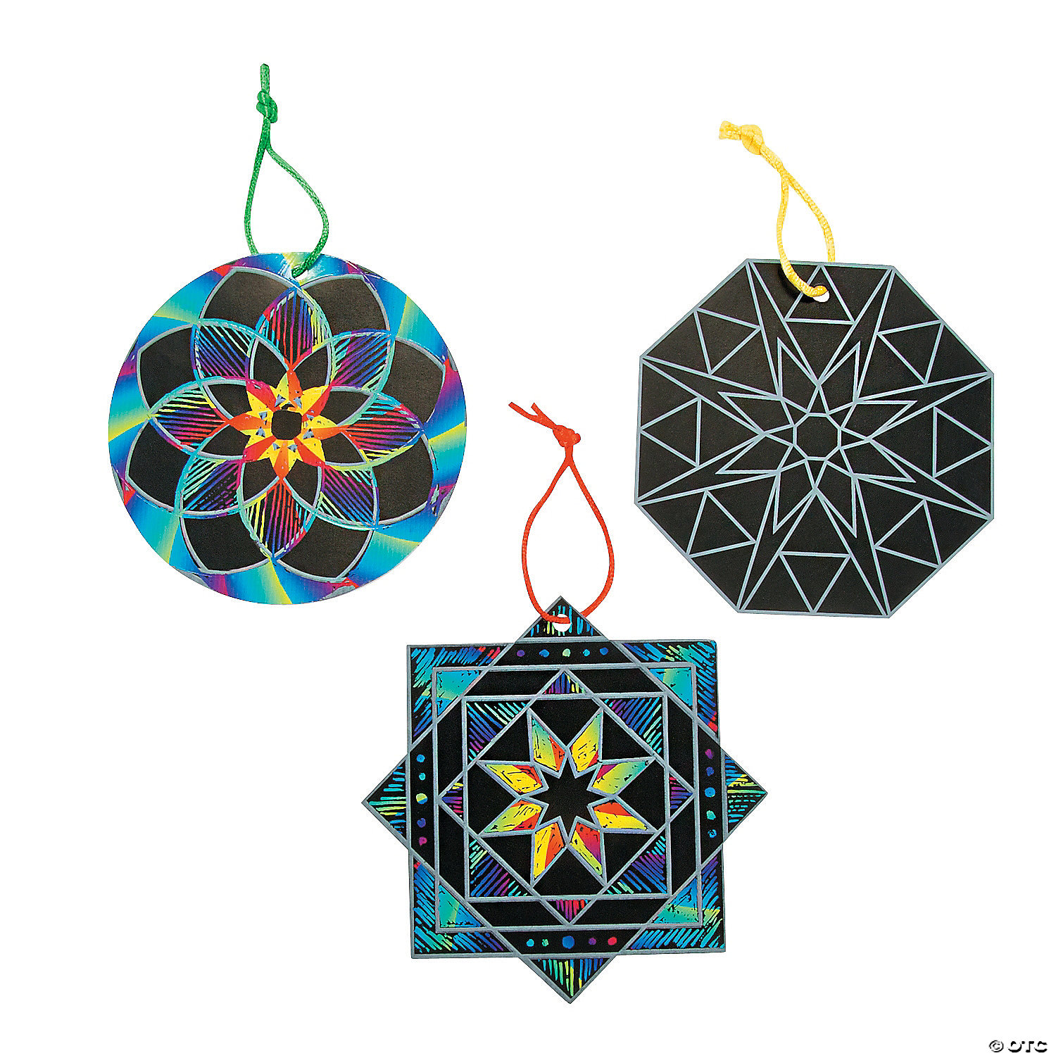 Magic Colour Scratch Kaleidoscope Ornaments - 24Pk