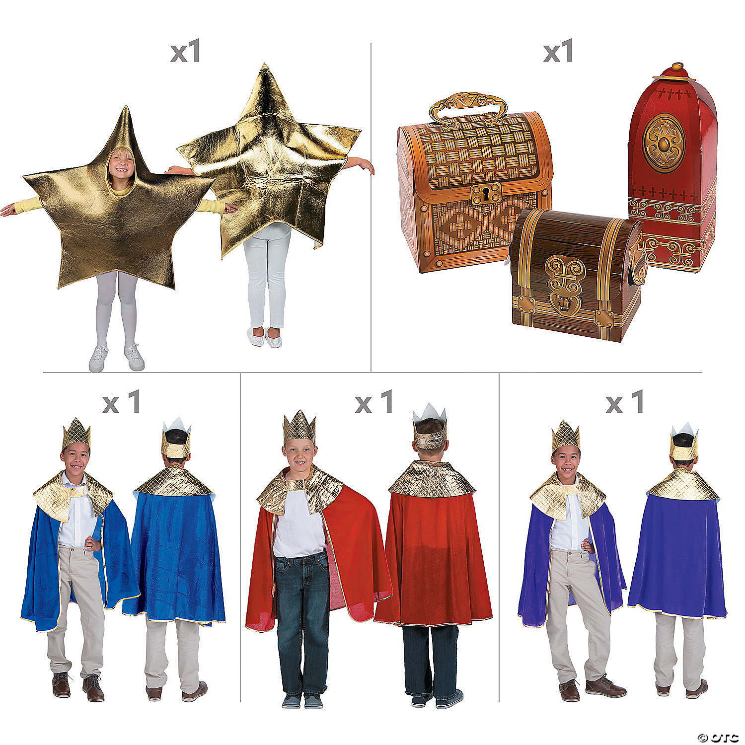 Kids Wise Men Costume Kit with Gift Props-7Pk