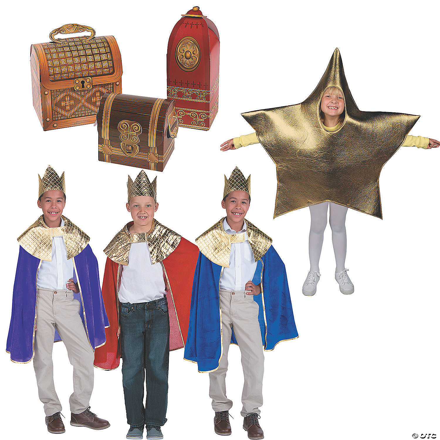 Kids Wise Men Costume Kit with Gift Props-7Pk