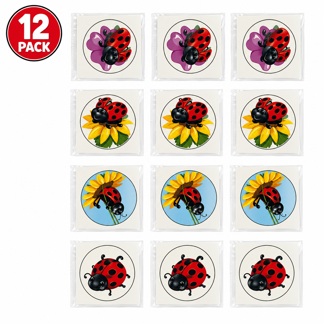 Ladybug Temporary Tattoos - 12 Pack