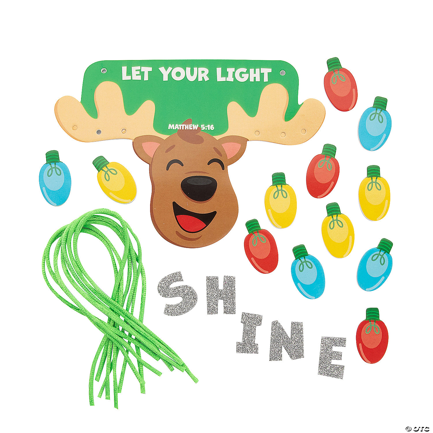 Religious Christmas Deer Let Your Light Shine Craft Kit-12Pk