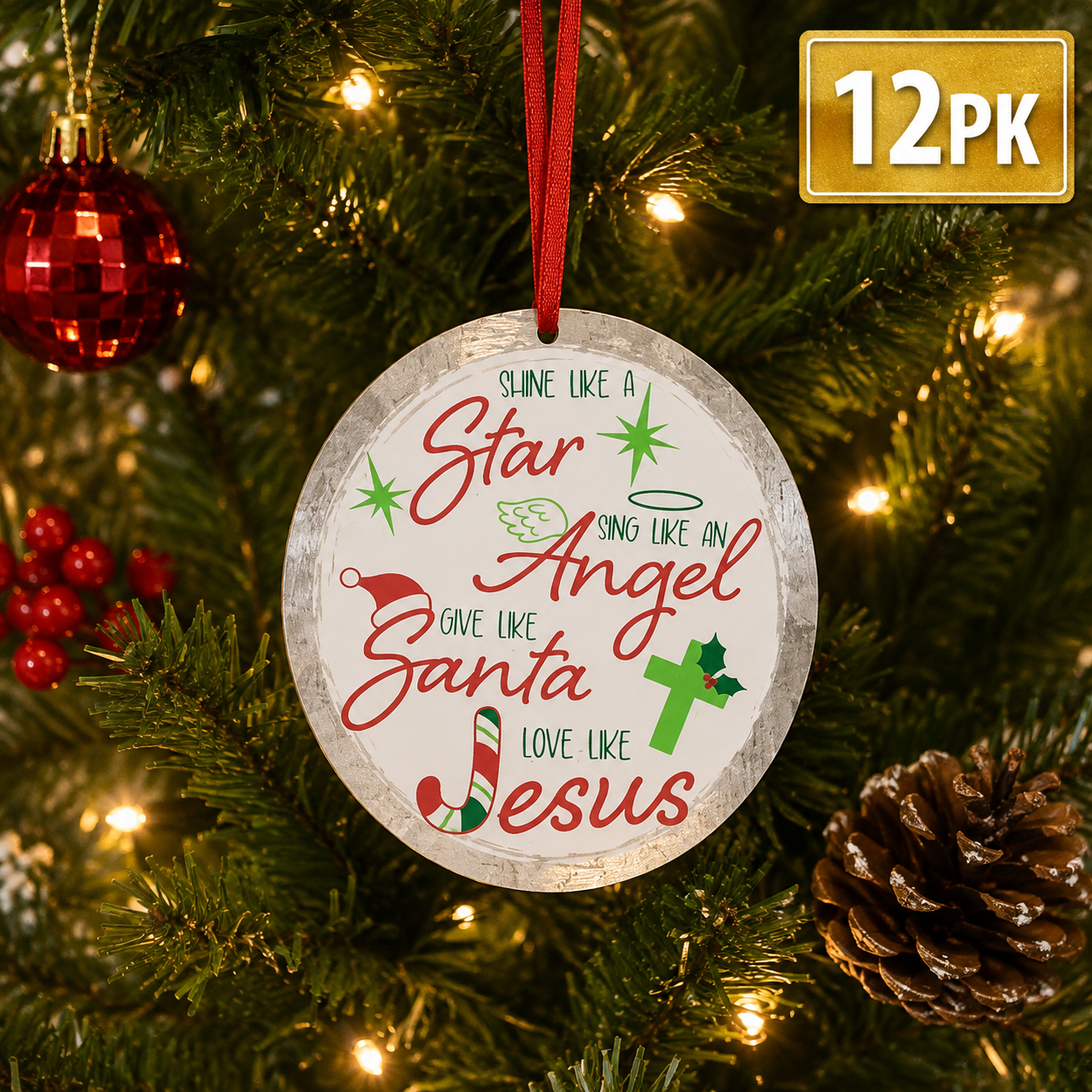 Love Like Jesus Christmas Ornaments - 12 Pack