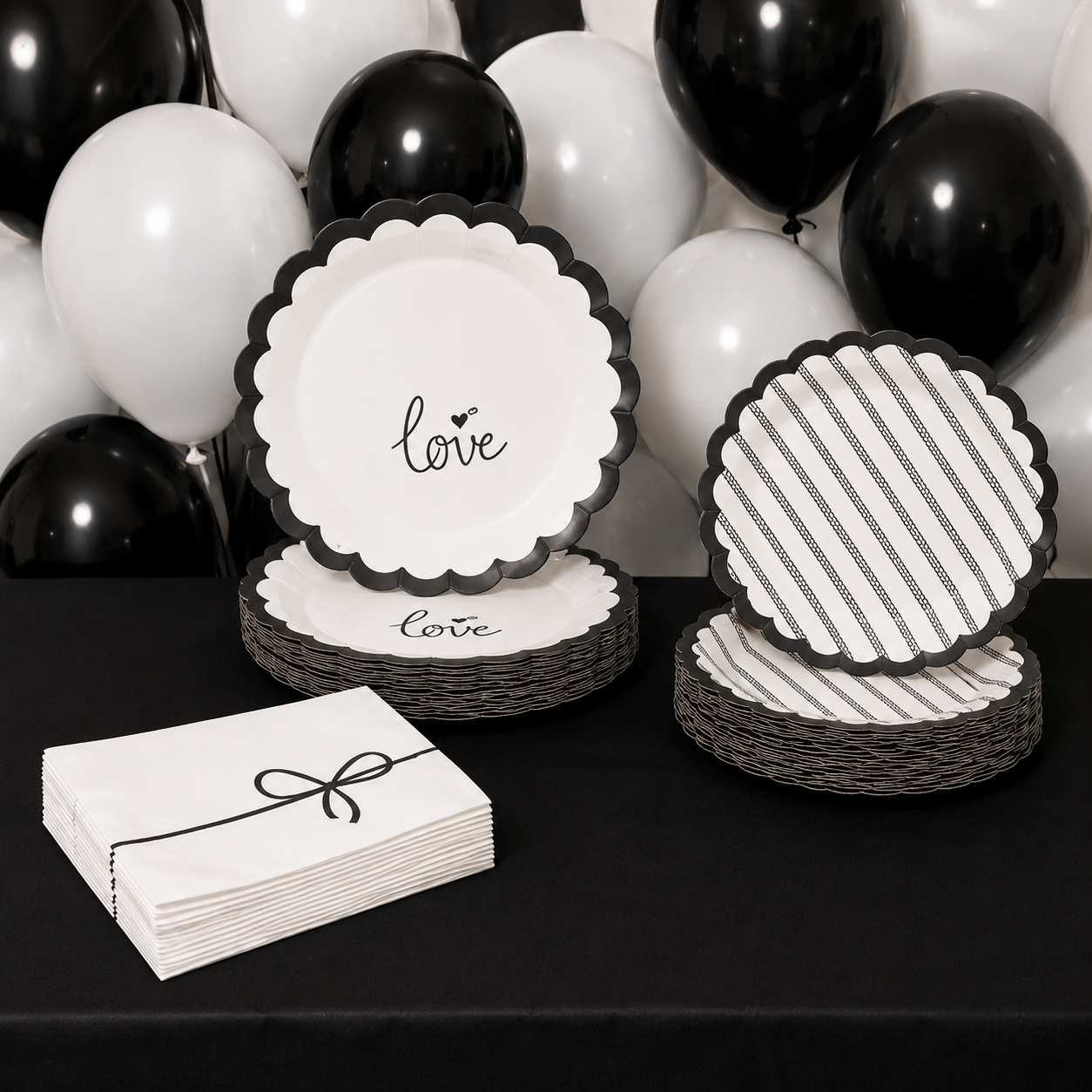 BULK Love Story Party Paper Tableware Set for 50 Guests