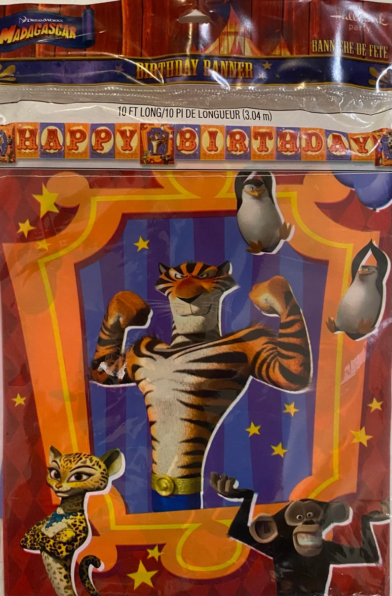 Madagascar 3 Happy Birthday Banner 8.4FT