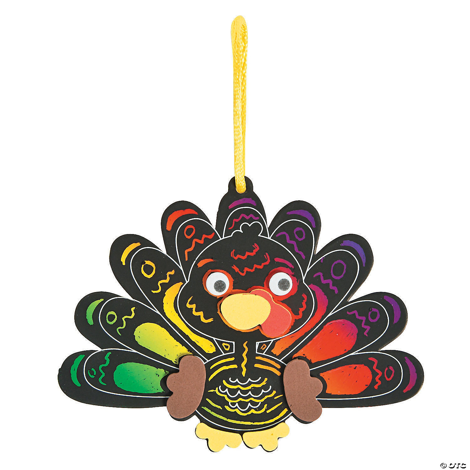 Magic Colour Scratch Turkey Ornament Craft Kit-12 Pack