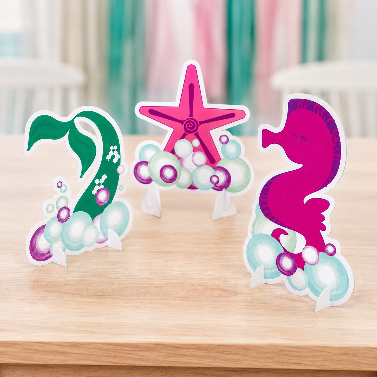 Mermaid Glitter Sparkle Foam Stand-Up Centerpiece