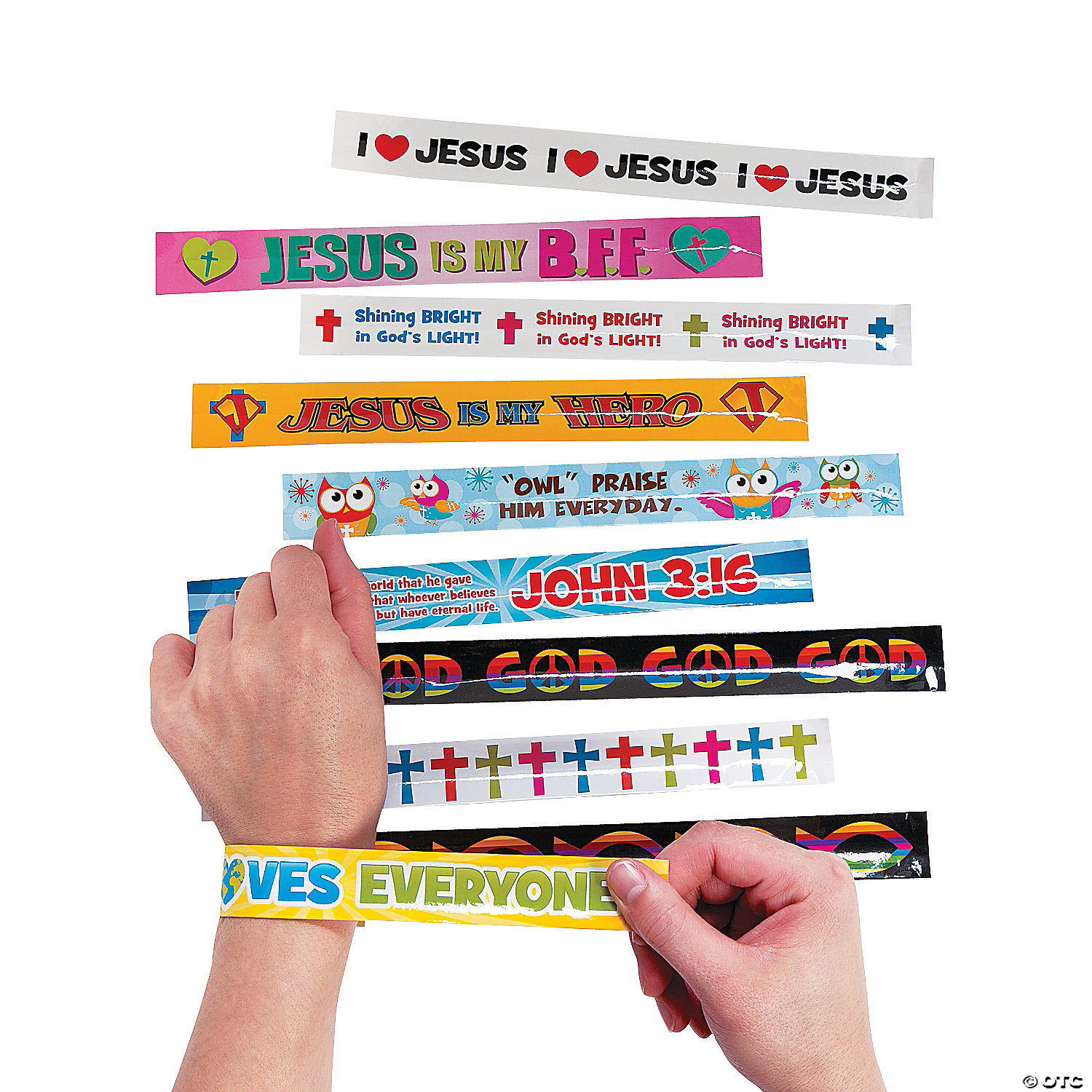 BULK Religious Slap Bracelet Assortment 50 Pack