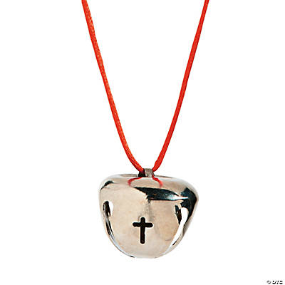 Religious Silver Cross Jingle Bell Necklaces - 12 Pack
