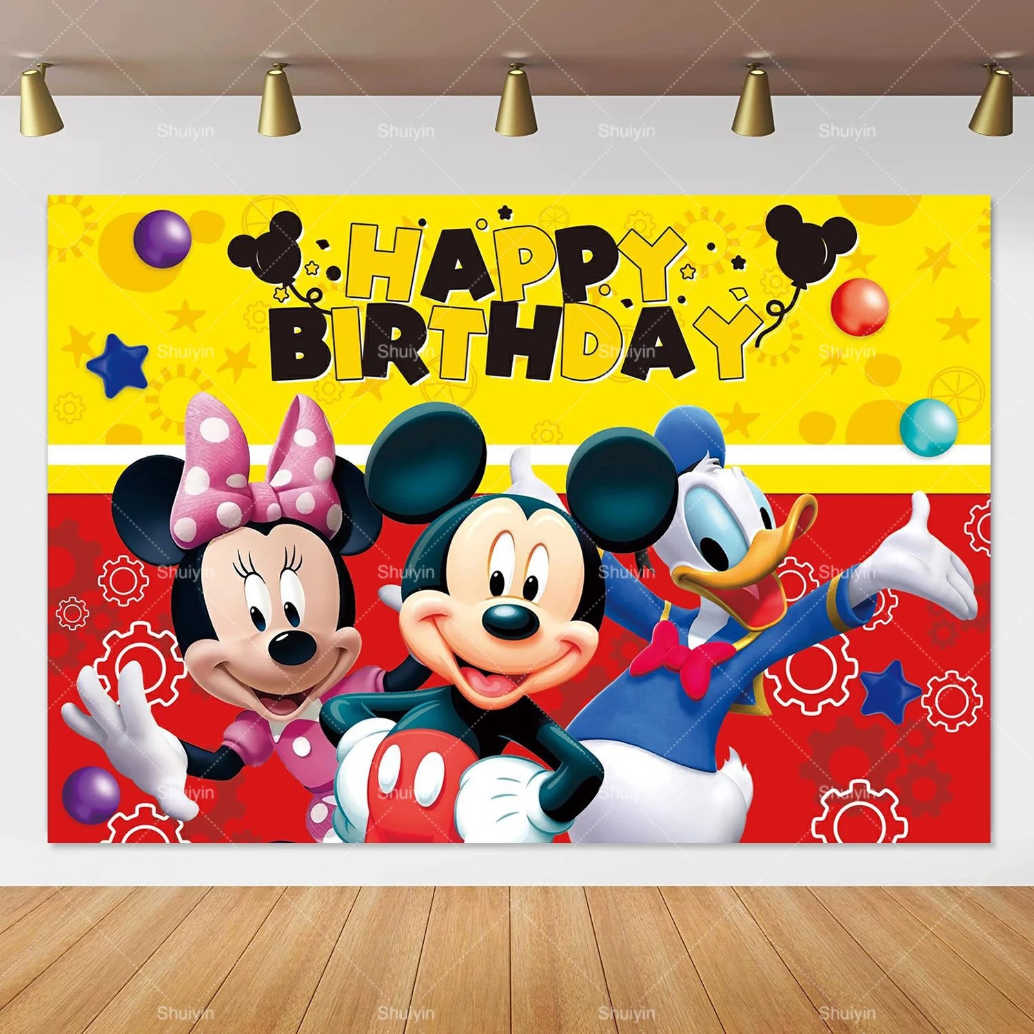 Mickey Mouse Happy Birthday FABRIC Backdrop
