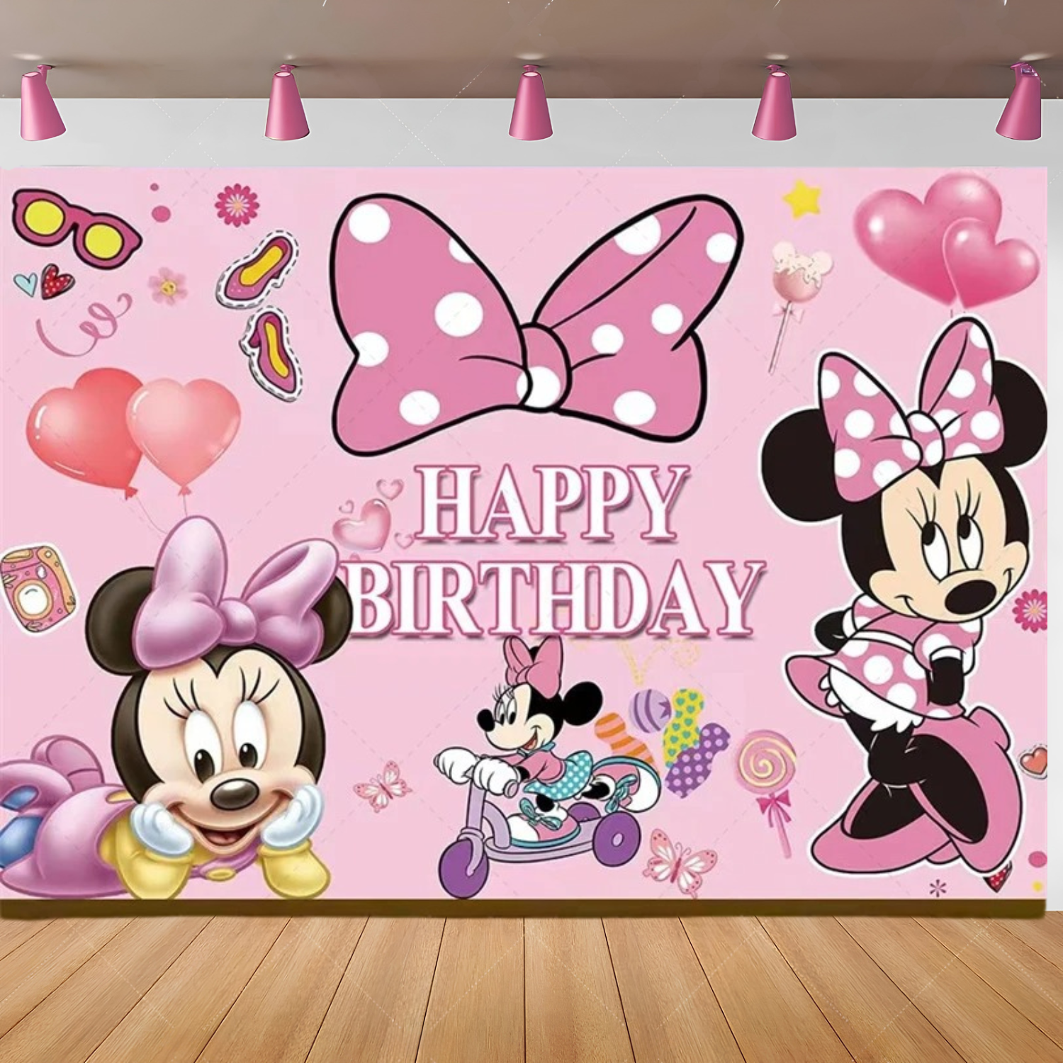 Minnie Mouse 5 Foot FABRIC Backdrop