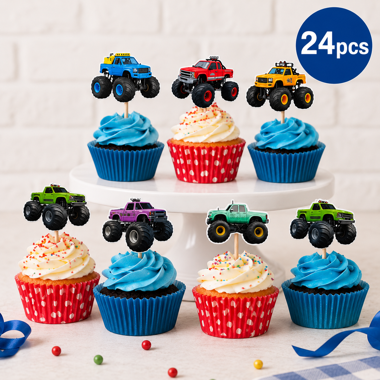 Monster Truck Cupcake Picks 24pcs