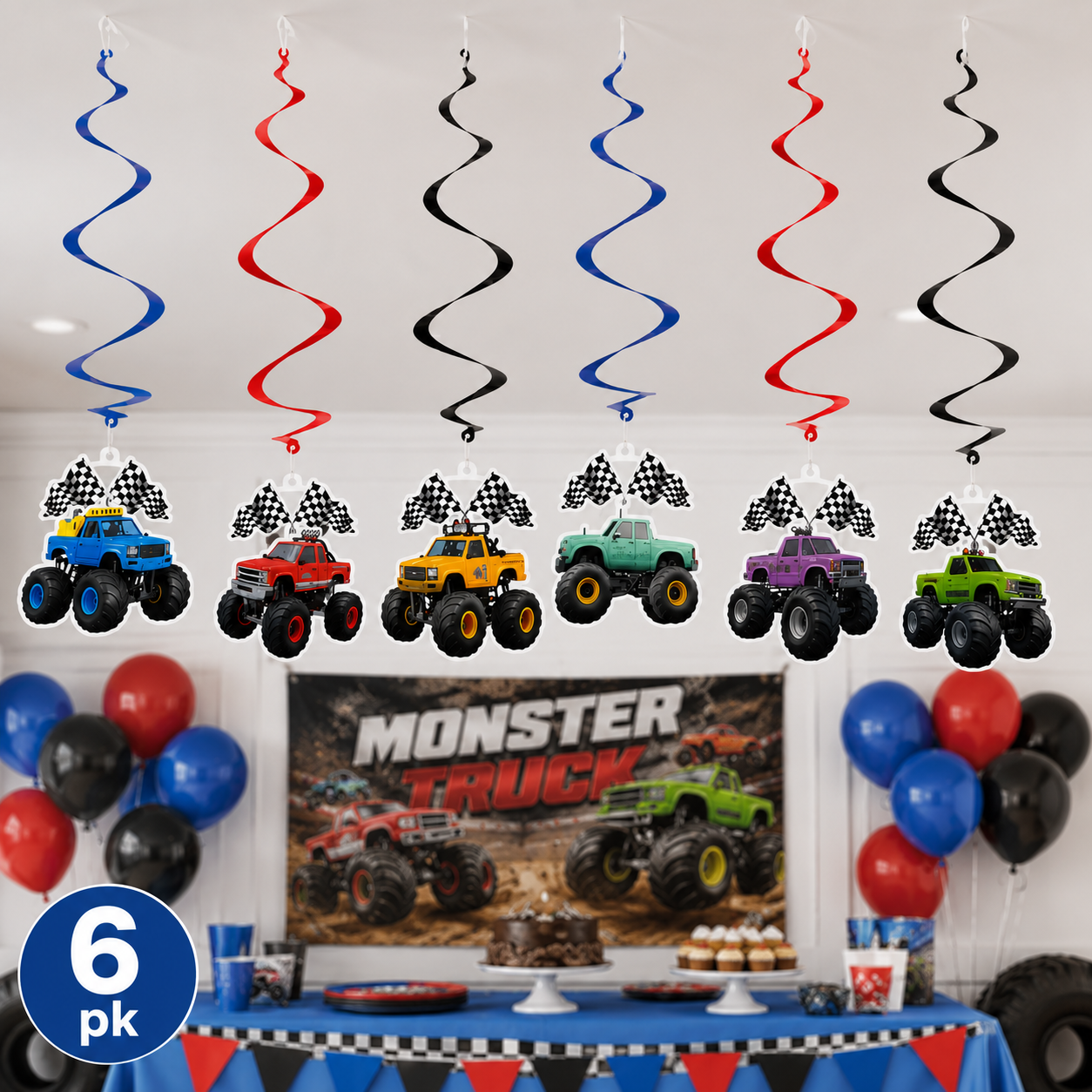 Monster Truck Party Swirls 6pcs
