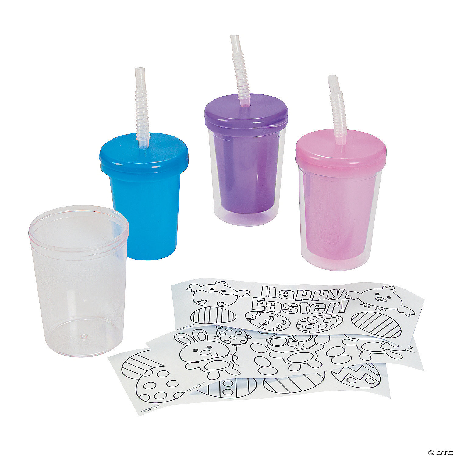 CYO Easter Cups with Lids & Straws - 12pk