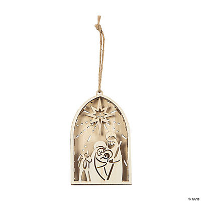 Nativity Family Silhouette Wood Ornaments-12 Pack