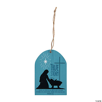 True Story Wood Nativity Ornaments - 12Pk