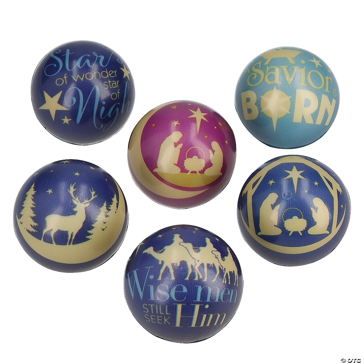 Religious Celestial Christmas Nativity Scene Foam Stress Balls 12PK