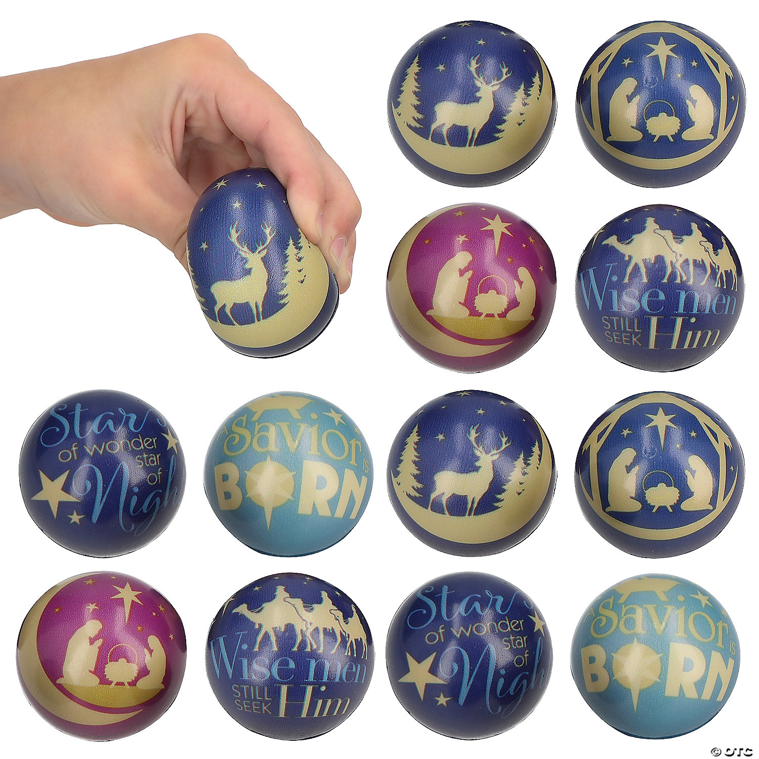 Religious Celestial Christmas Nativity Scene Foam Stress Balls 12PK