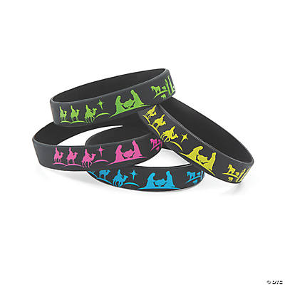Religious Christmas Silhouette Rubber Bracelets - 100Pk