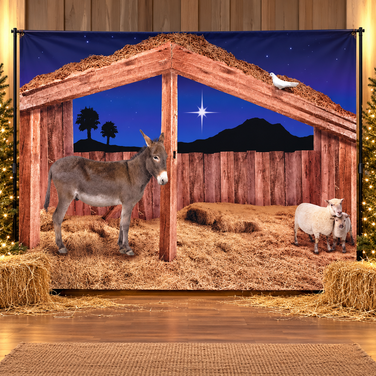 Nativity Stable Scene 9 Ft Backdrop