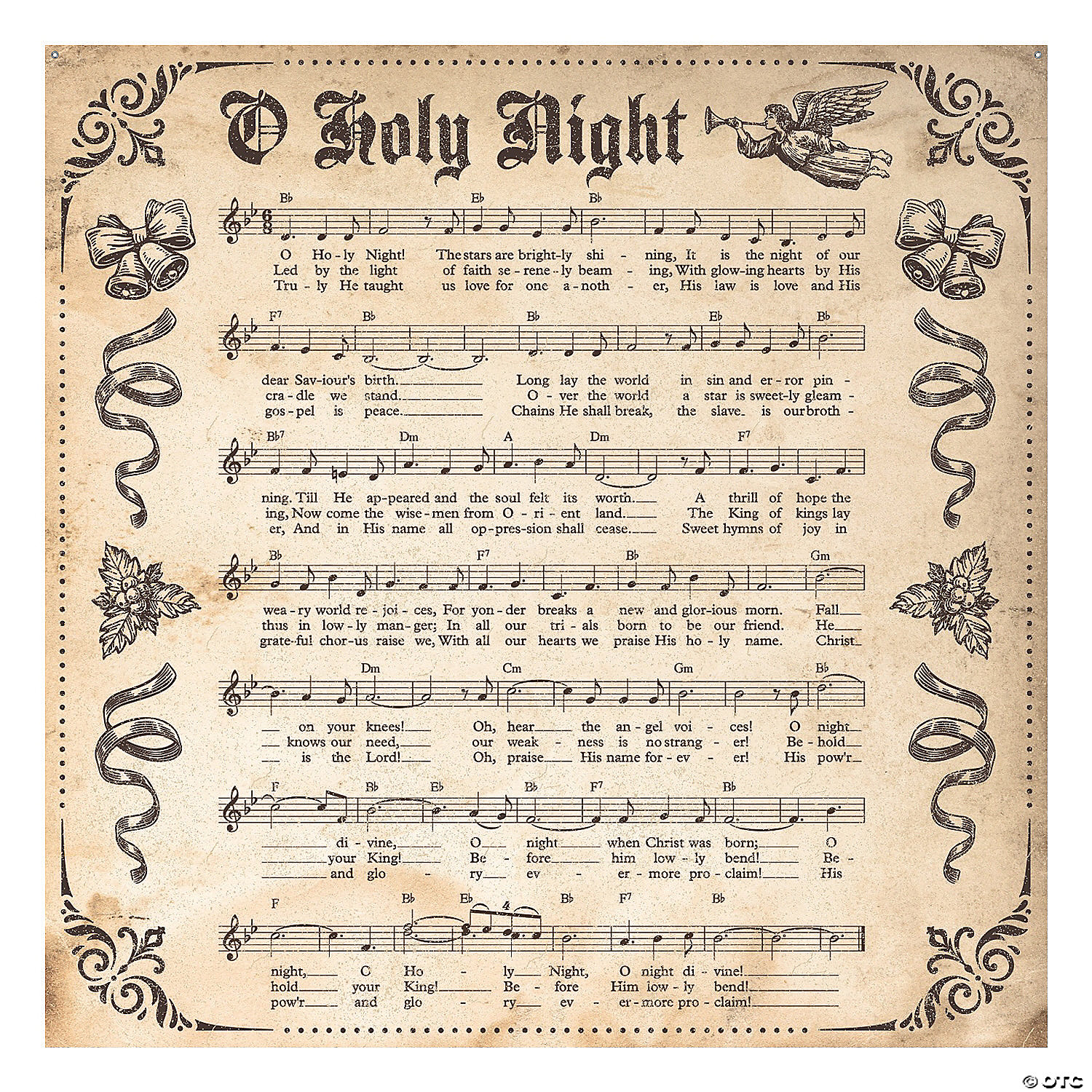 Religious Christmas Hymn Sheet Fabric 6 FT Backdrop