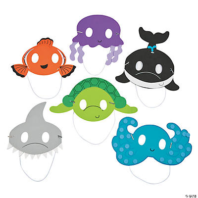 Sea Animals Large Mask Craft Kits - 12 Pack