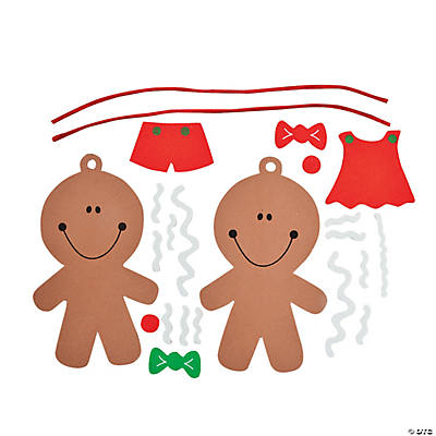 Big Head Gingerbread Christmas Ornament Craft Kit-12Pk