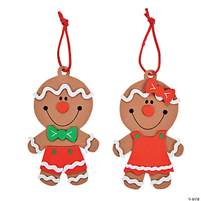 Big Head Gingerbread Christmas Ornament Craft Kit-12Pk