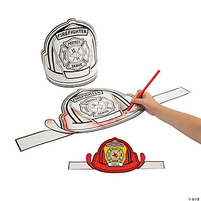 Colour In Giant Fire Fighter Hats - 12 Pack