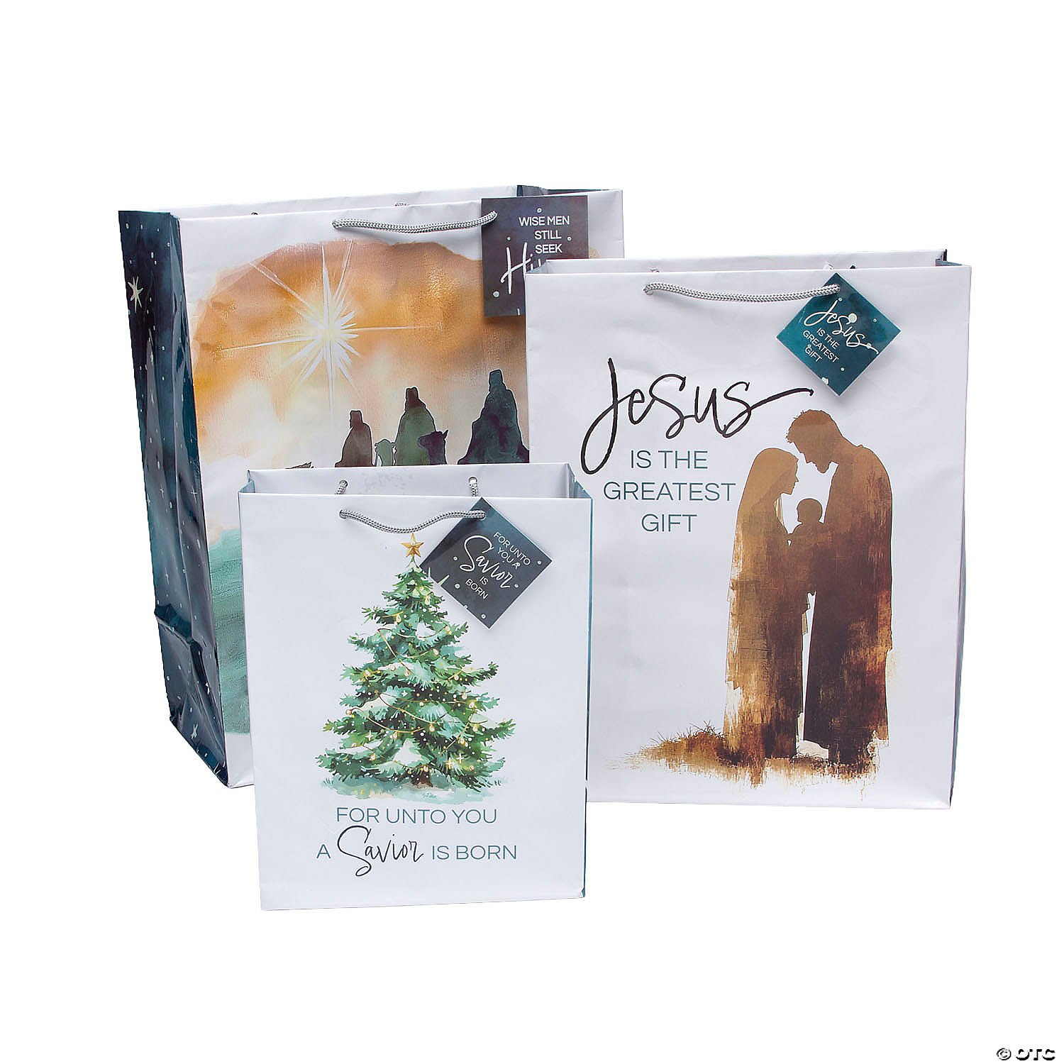 Religious Simple Blessings Christmas Gift Bag Set-12 Pack