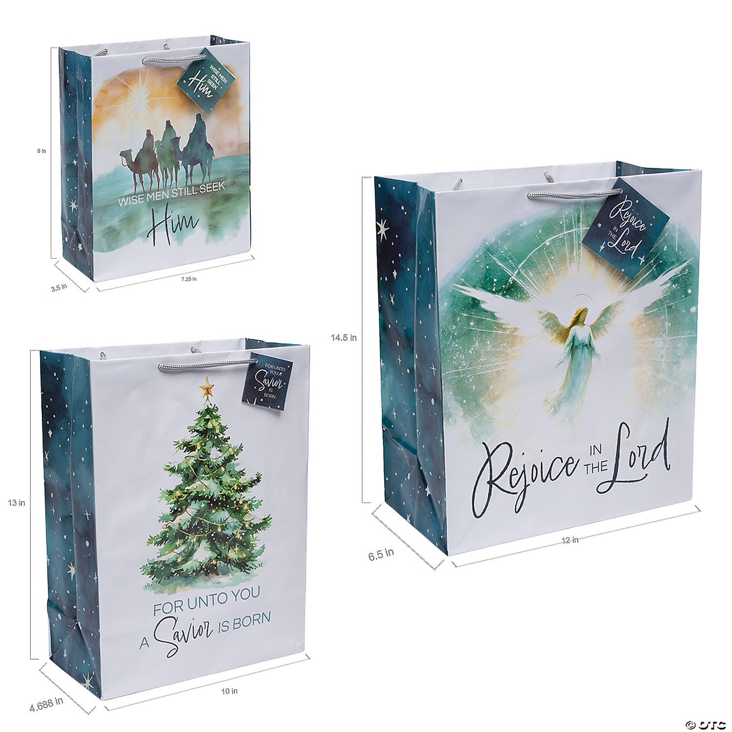 Religious Simple Blessings Christmas Gift Bag Set-12 Pack