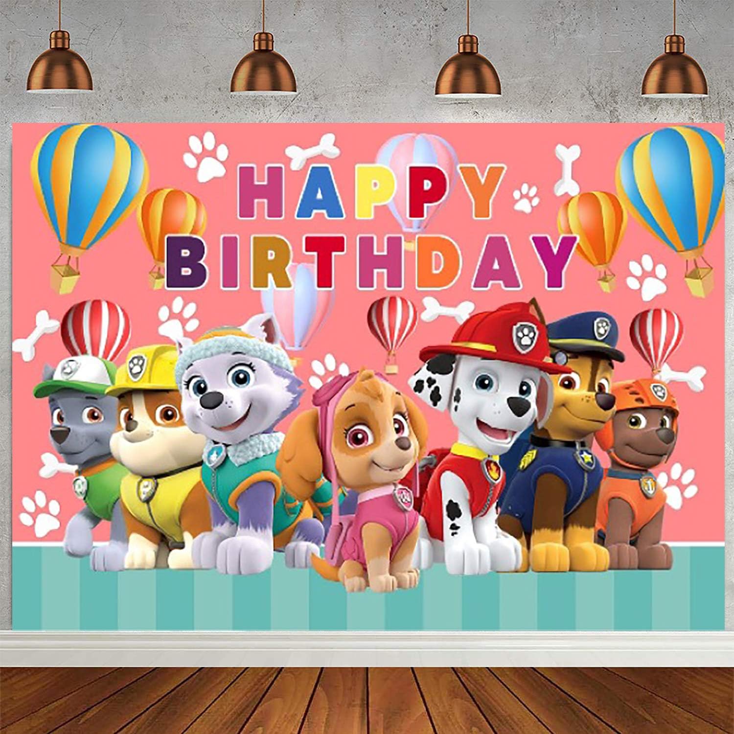 Paw Patrol Bright Happy Birthday FABRIC Keepsake Backdrop