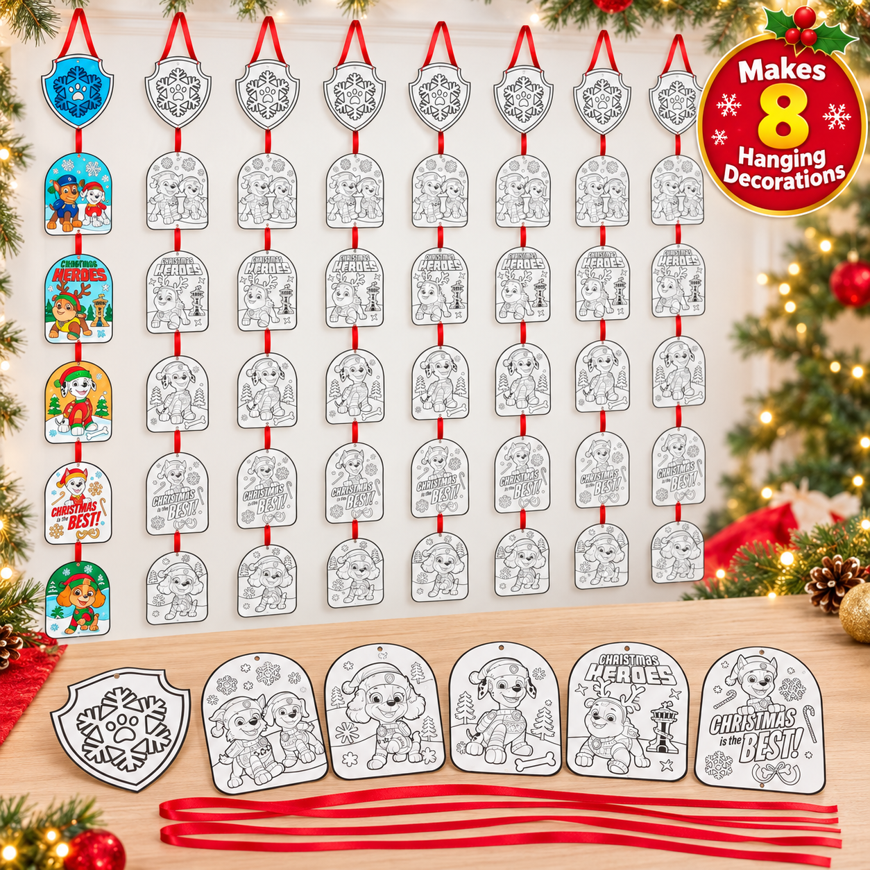 PAW Patrol Colour Your Own Christmas Hanging Decor Craft Kits – Makes 8