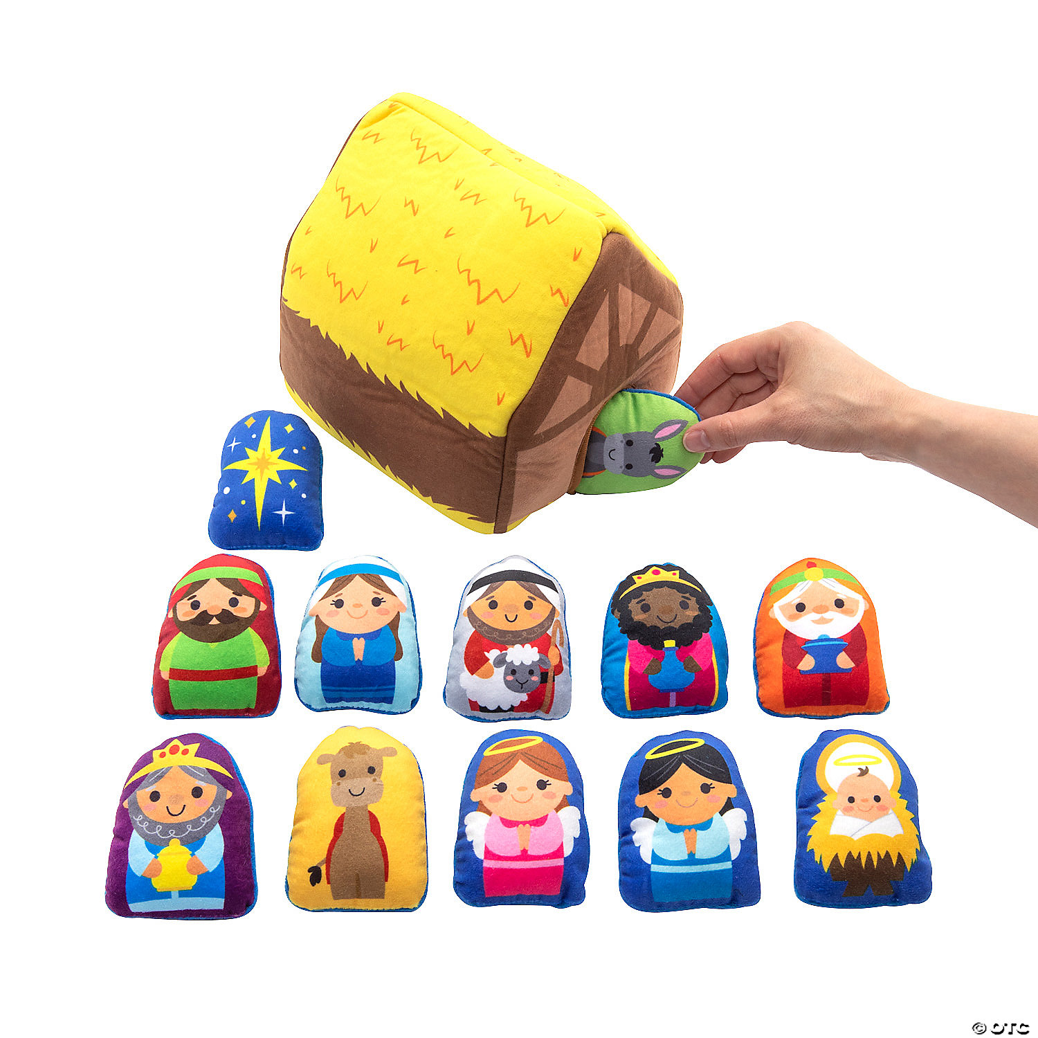 Stable with Plush Peekaboo Nativity Figures - 13 Pieces