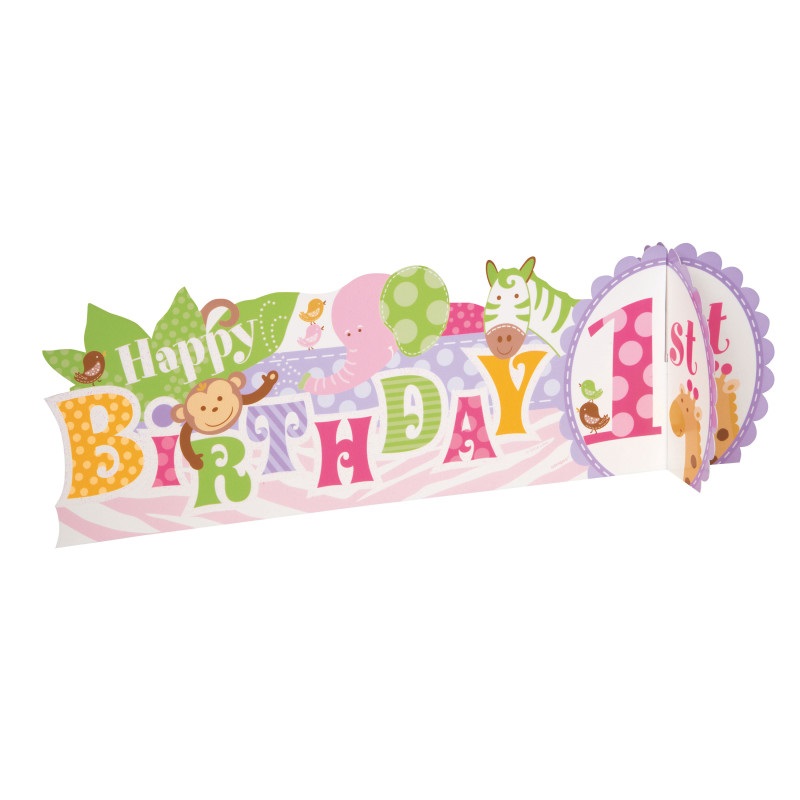 Pink Safari 1st Birthday Centerpiece