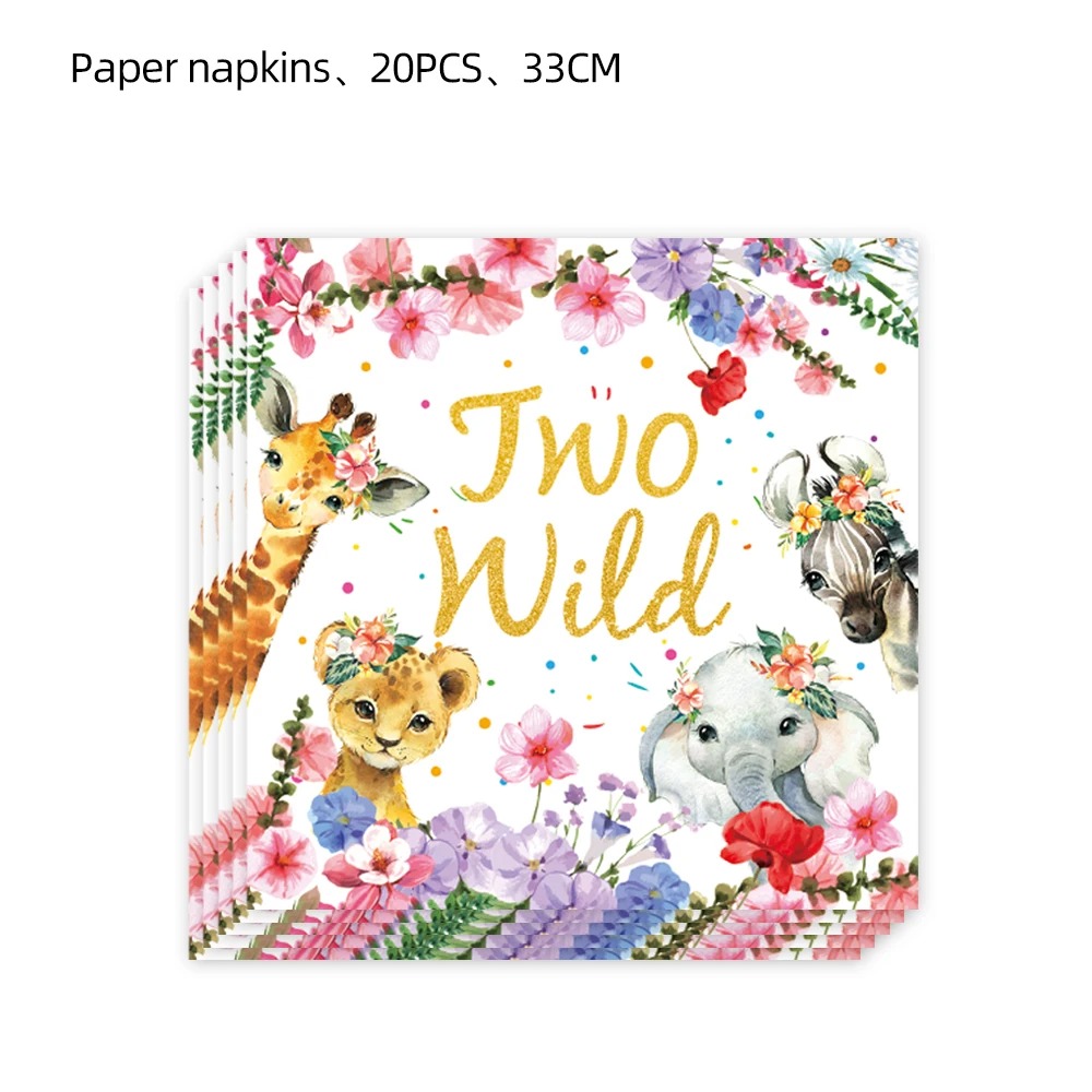 Two Wild Pink Safari Lunch Napkins- 10PK