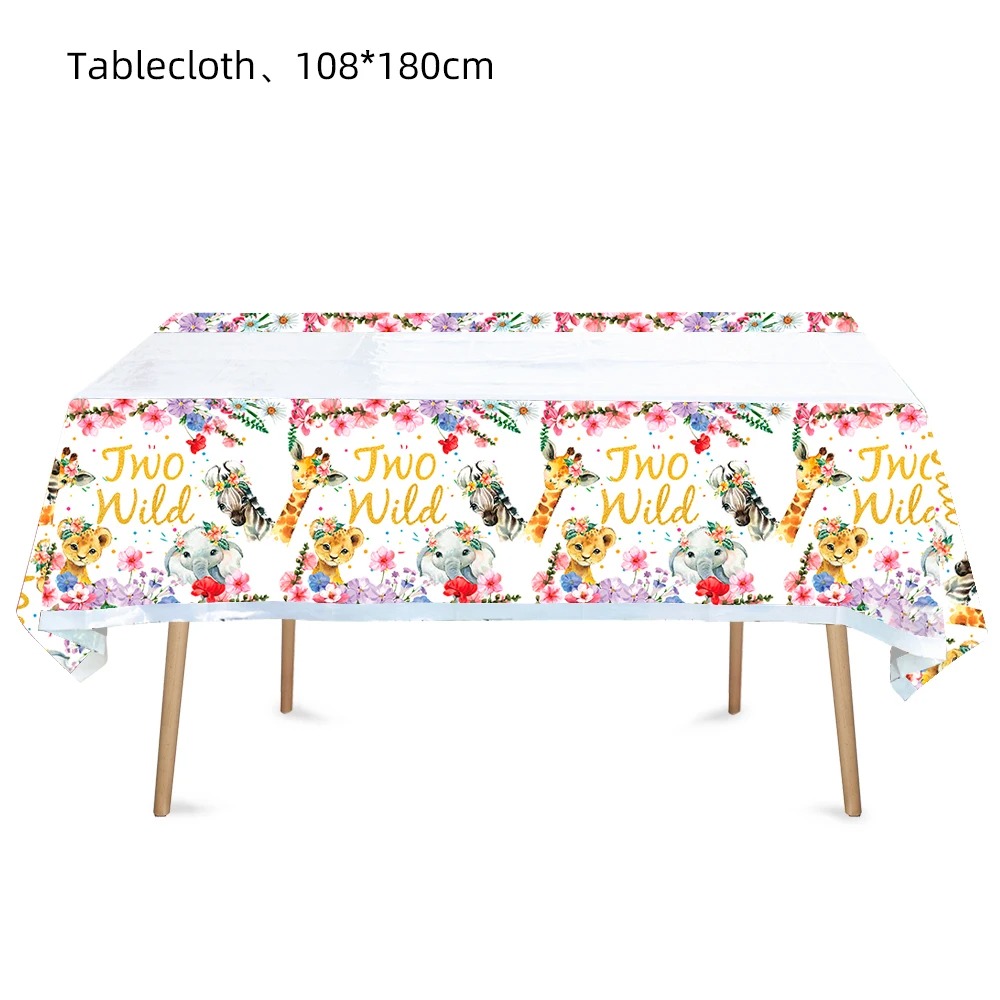 Two Wild Pink Safari Plastic Tablecover