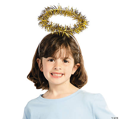 Gold Tinsel Halo Headbands - 12 Pack