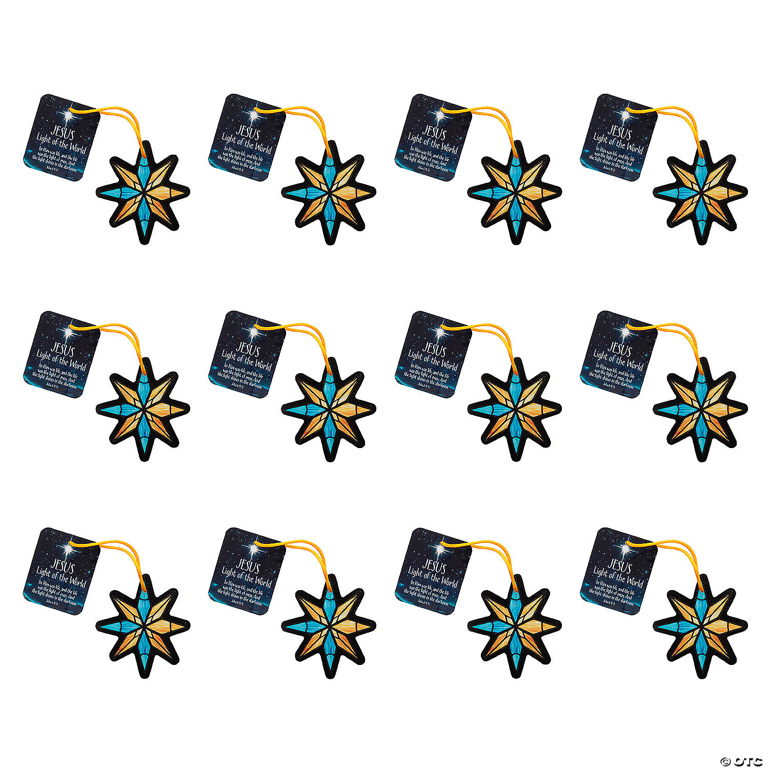Religious Star of Bethlehem Ornaments with Card-12Pk
