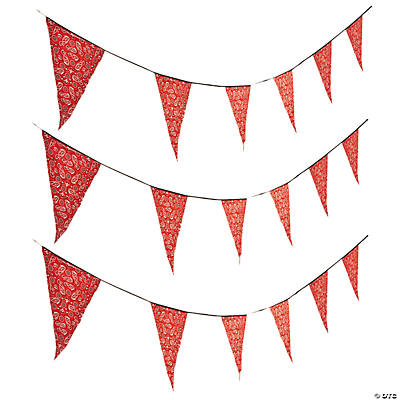 Red Bandana Print 100 Foot Pennant Banner